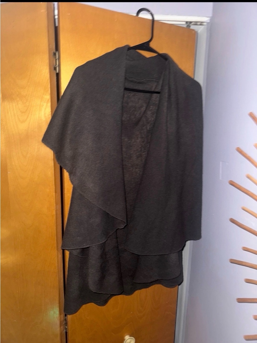 Black Layered Knit Open Cardigan